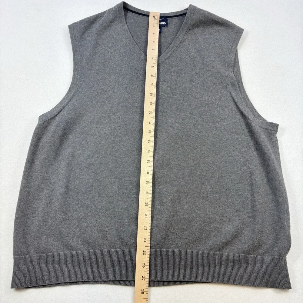 LL Bean Men's Sweater Vest Adult‎ Extra Large XL Gray Knit Sweater Cotton V Neck